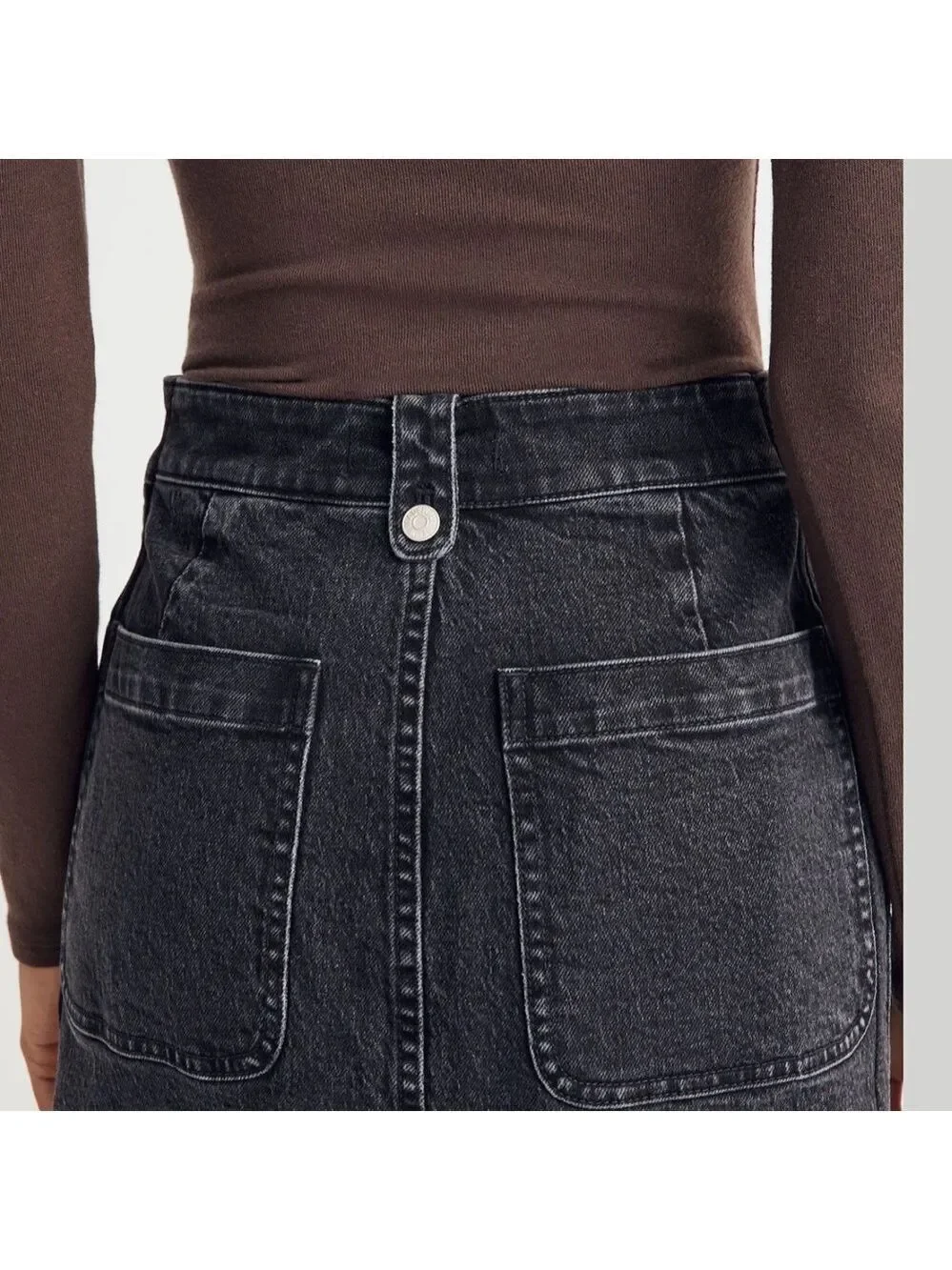 Madewell Denim High-Waisted Straight Charcoal Midi Skirt Workwear edition 30
